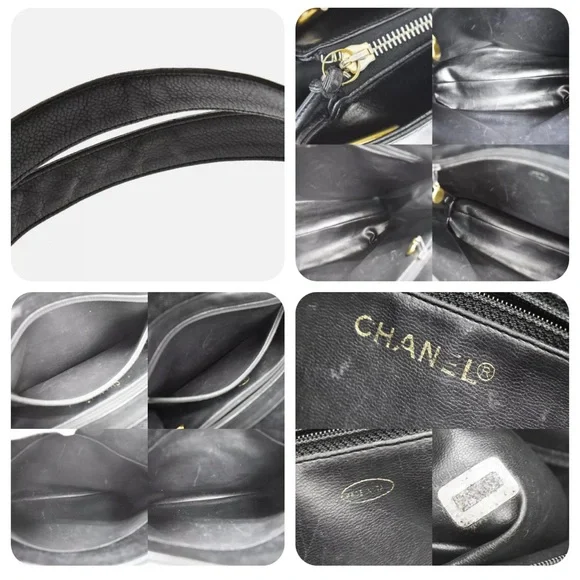 CHANEL CC Logo Chain Tote Bag Caviar Leather - Picture 4 of 4